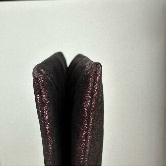 Anthropologie Women’s Maroon Leather Metallic Wristlet Small 5.5" X 7.5" - Picture 7 of 16